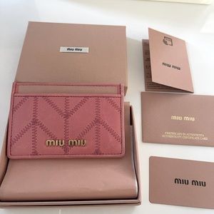 NIB Miu Miu Pink Card holder Case Wallet Portacarte in Pelle Geranio